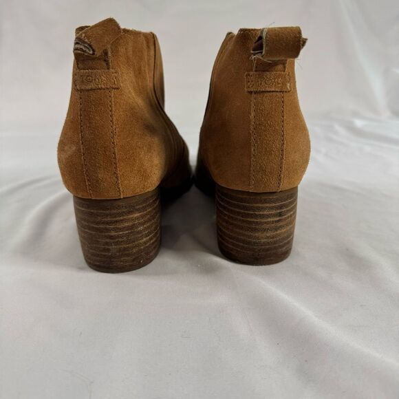Toms Leilani Brown Suede Zipper Heeled Ankle Booties Women Size 7.5 Dress Boots - Picture 9 of 10